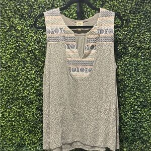 Anthropologie Embroidered Sleeveless Top - Gray